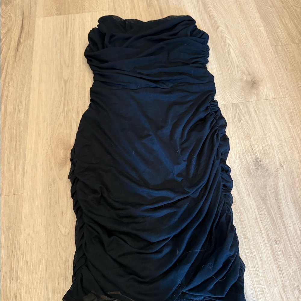 Elegant Black Ruched Dress